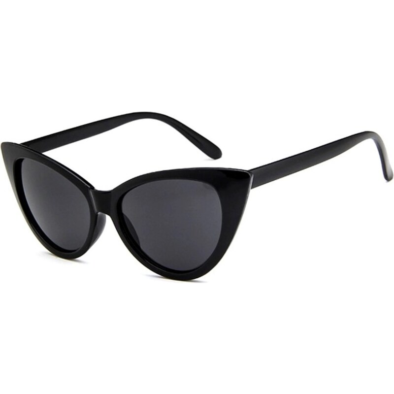 Camerazar Černé sluneční brýle kočičí oči, UV filtr 400 cat 3, plastový rám, rozměry čoček 42 mm x 52 mm