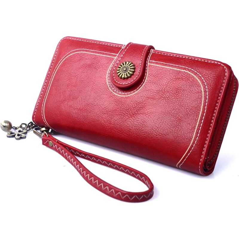 Camerazar Velká dámská peněženka z ekokůže s klíčenkou, červená, 19.3x10x3.5 cm