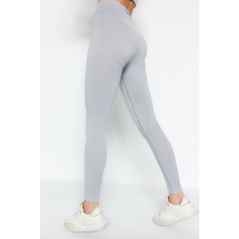 Trendyol Gray Seamless/Seamless Full Length Knitted Sports Leggings