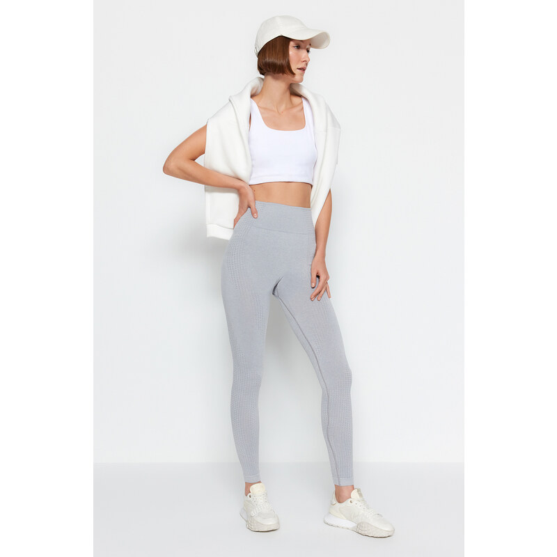 Trendyol Gray Seamless/Seamless Full Length Knitted Sports Leggings