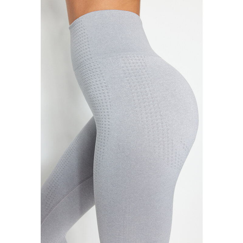 Trendyol Gray Seamless/Seamless Full Length Knitted Sports Leggings