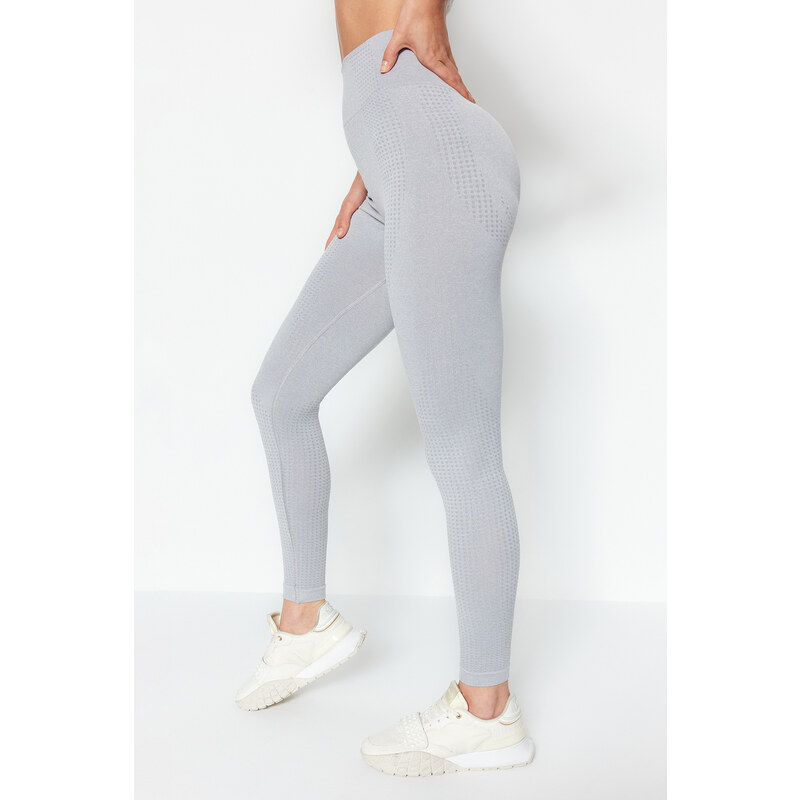 Trendyol Gray Seamless/Seamless Full Length Knitted Sports Leggings