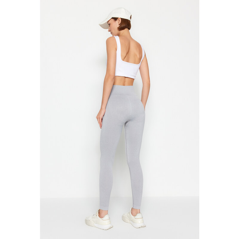 Trendyol Gray Seamless/Seamless Full Length Knitted Sports Leggings