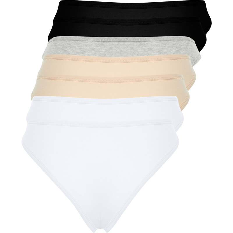 Trendyol Curve 2 White- 2 Tan- 1 Gray- 2 Black Packaged Plus Size Briefs