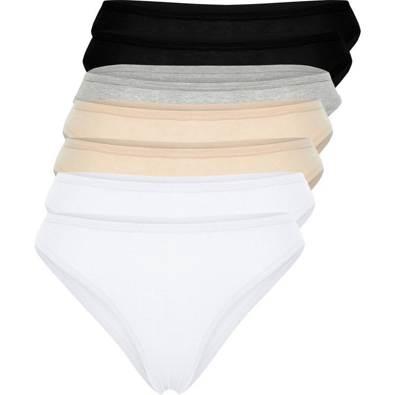 Trendyol Curve 2 White- 2 Tan- 1 Gray- 2 Black Packaged Plus Size Briefs