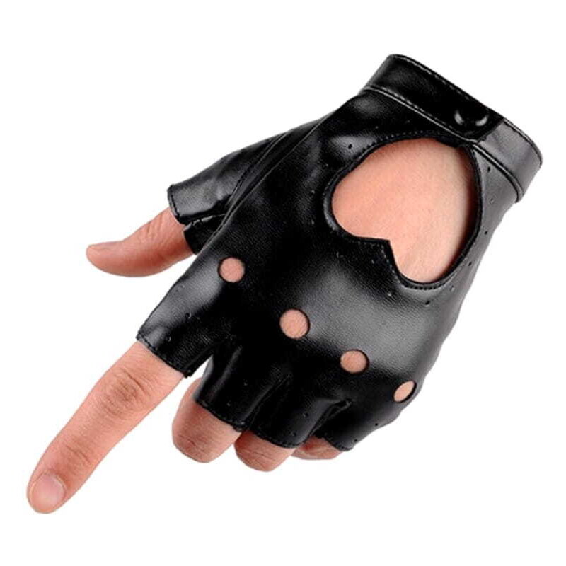 Camerazar Kožené rukavice s otvory pro prsty, černá, polyuretan, univerzální velikost