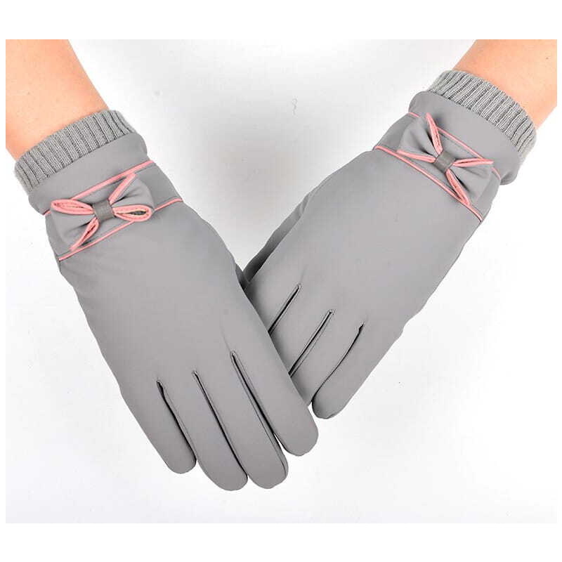 Camerazar Dámské zimní rukavice voděodolné dotykové, šedé, 100% polyester, univerzální velikost