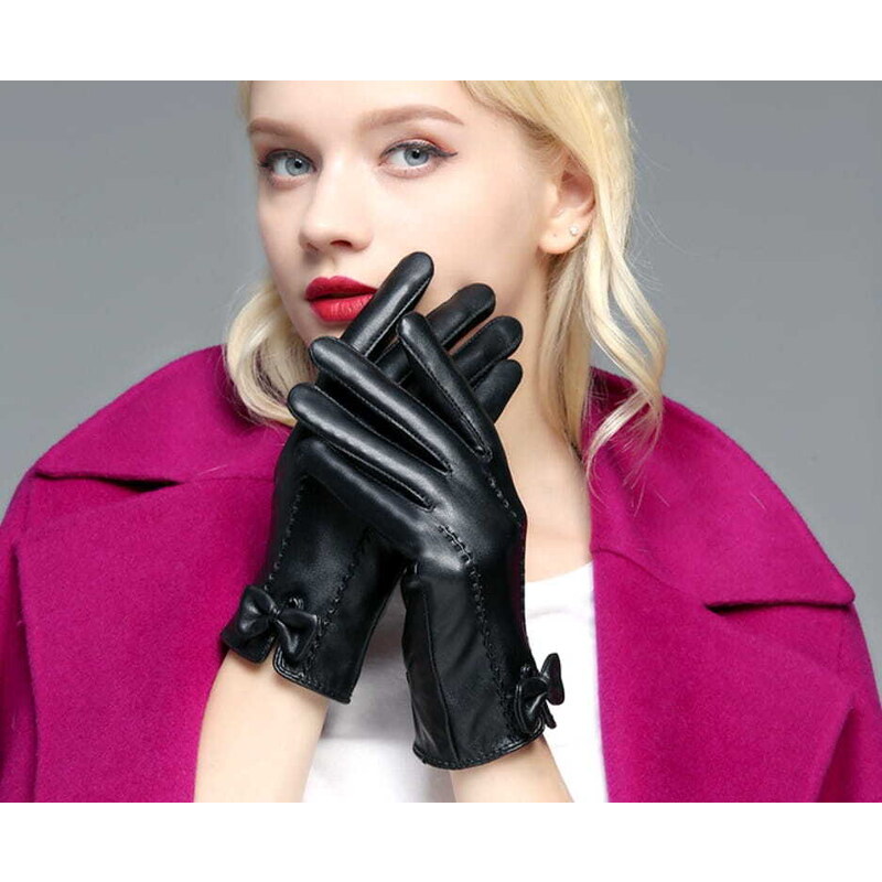 Camerazar Dámské teplé rukavice z kvalitní umělé kůže s dotykovou funkcí, černé, univerzální velikost
