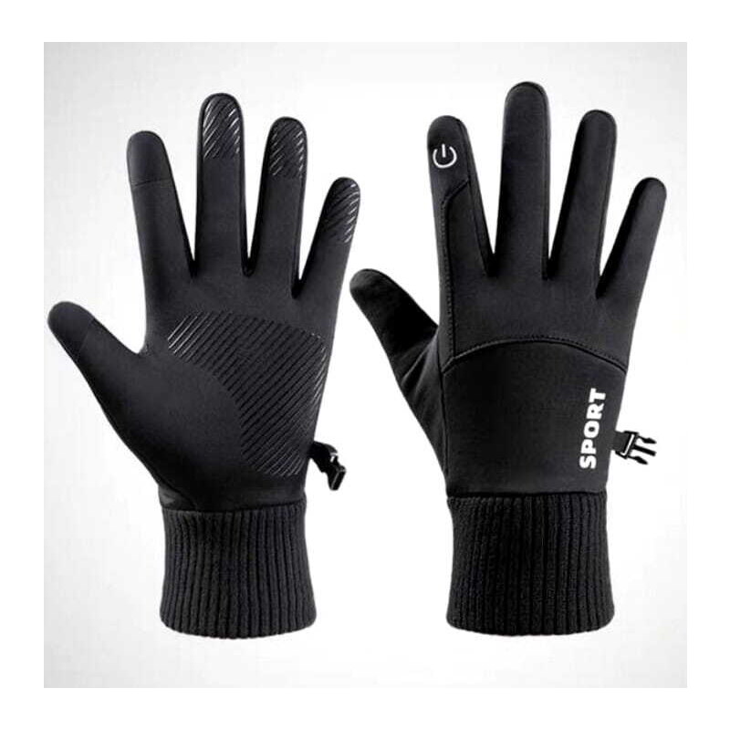 Camerazar Pánské zateplené dotykové rukavice, černé, elastan a polyester, velikost L