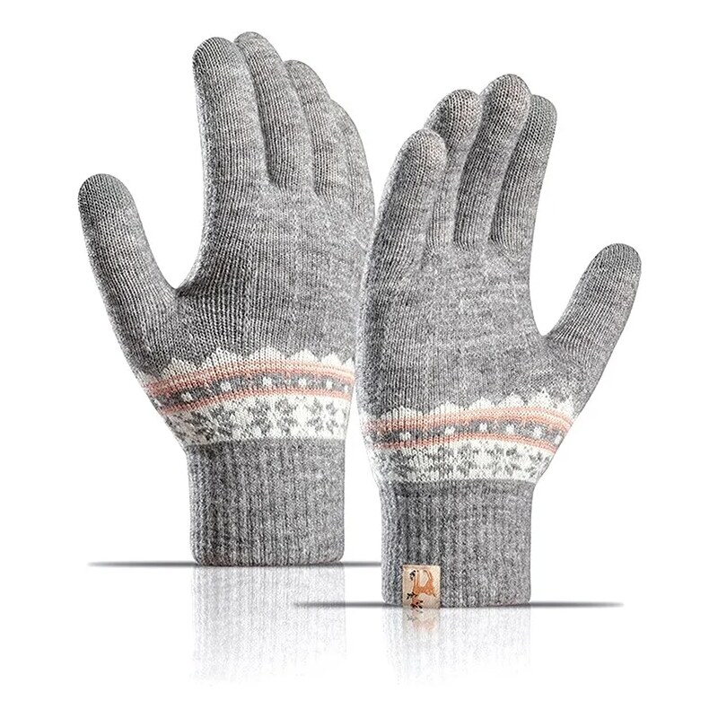Camerazar Dámské zimní rukavice se severským vzorem, šedé, akrylová příze, univerzální velikost