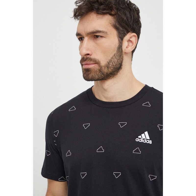 Bavlněné tričko adidas černá barva, IS1826