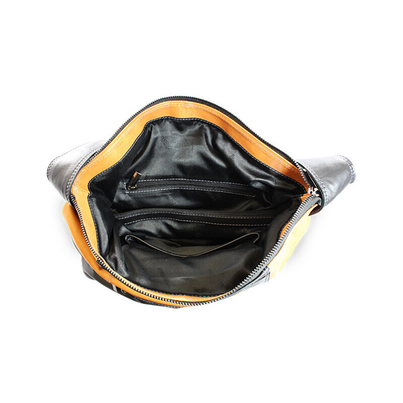Hnědočerná dámská moderní kožená kabelka Irriel