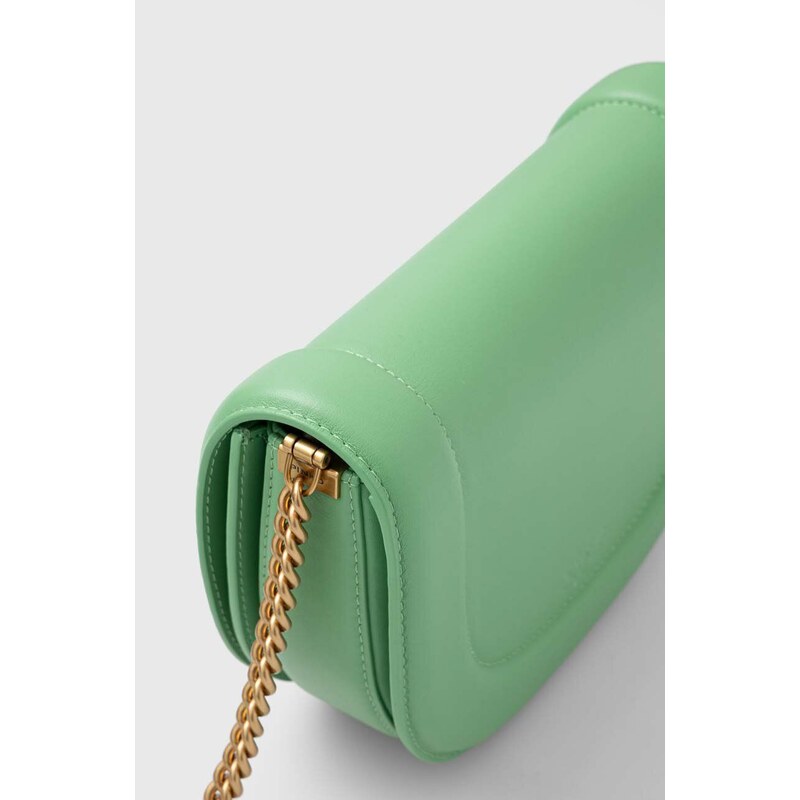 Kožená kabelka Pinko zelená barva, 101510.A0QO