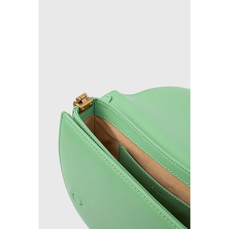Kožená kabelka Pinko zelená barva, 101510.A0QO