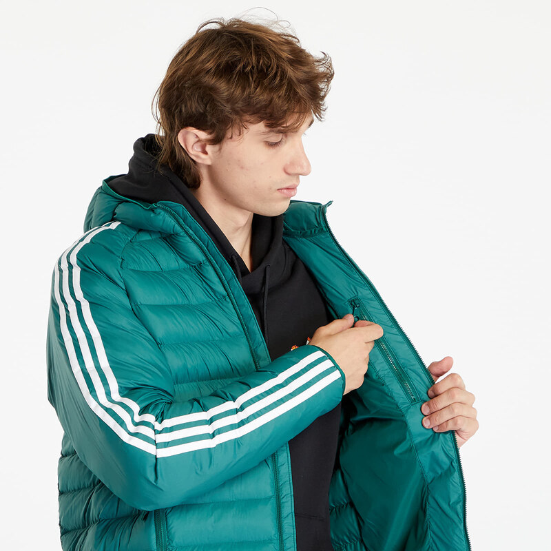 adidas Originals Pánská zimní bunda adidas Pad Hooded Puffer Jacket Collegiate Green/ White