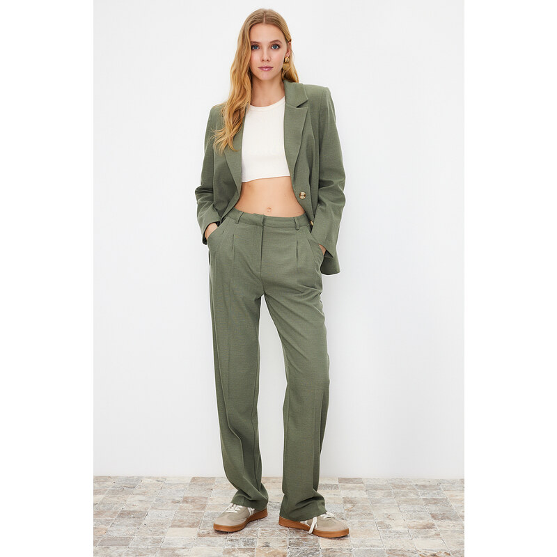 Trendyol Limited Edition Mint Straight Pleated Woven Trousers