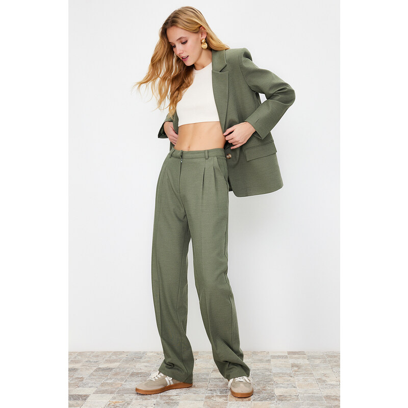 Trendyol Limited Edition Mint Straight Pleated Woven Trousers