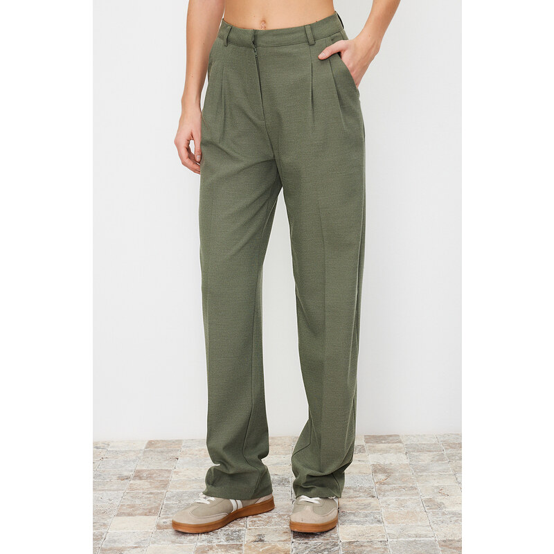 Trendyol Limited Edition Mint Straight Pleated Woven Trousers
