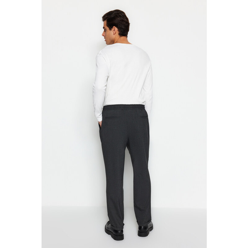 Trendyol Anthracite Regular Fit Elastic Waist Plus Size Trousers