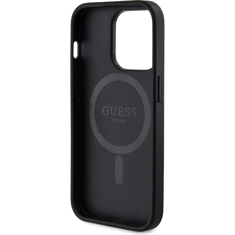 Ochranný kryt na iPhone 14 Pro - Guess, 4G Colored Ring MagSafe Black