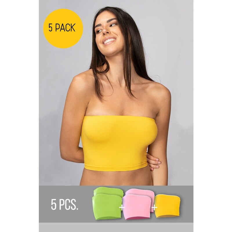 Intimidea 5PACK - Dámský bezešvý top bez ramínek Barva: Zelená/Růžová 95677089
