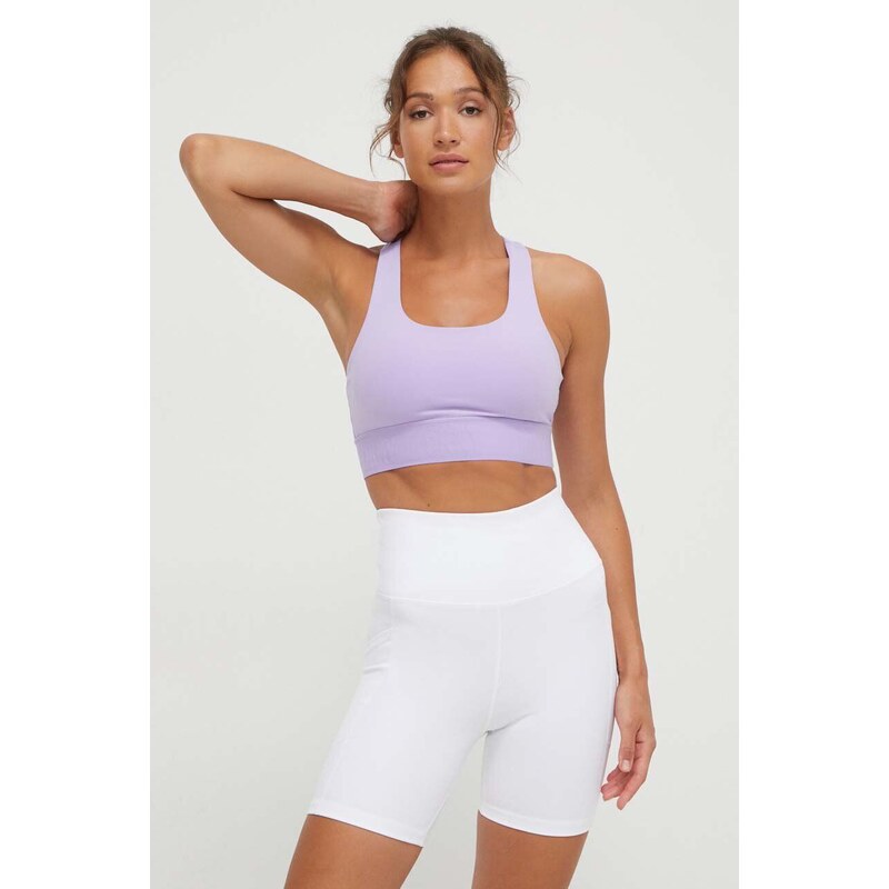 Kraťasy Dkny dámské, bílá barva, hladké, high waist, DP2S5088