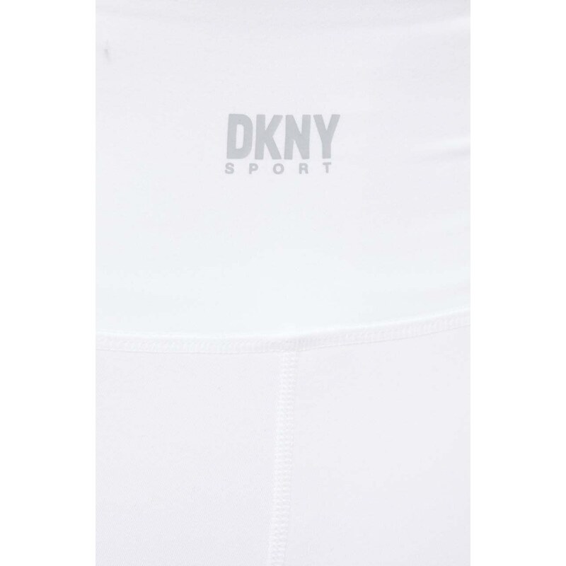 Kraťasy Dkny dámské, bílá barva, hladké, high waist, DP2S5088