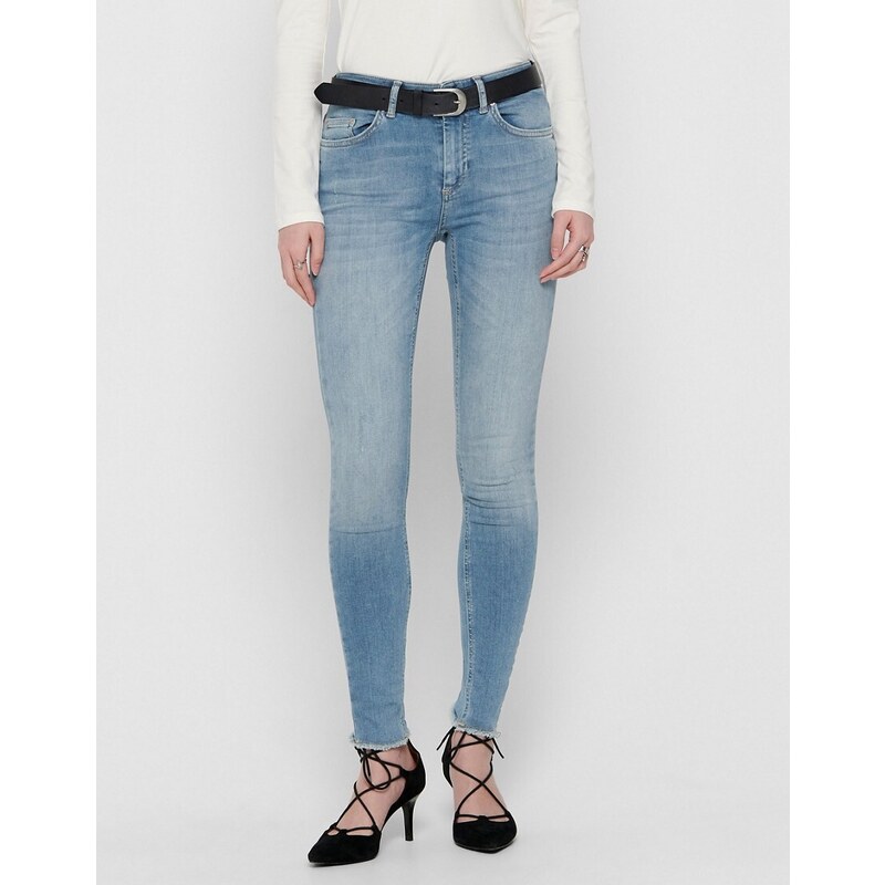 ONLY Blush skinny jeans with frayed hem in light blue