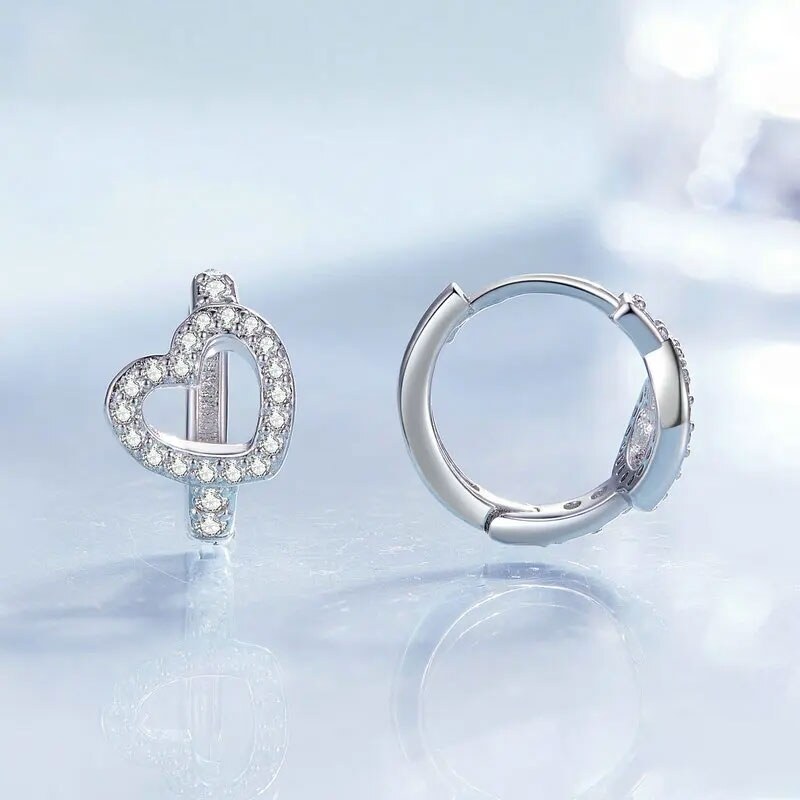 GRACE Silver Jewellery Stříbrné náušnice se zirkony Caterina - stříbro 925/1000, srdce