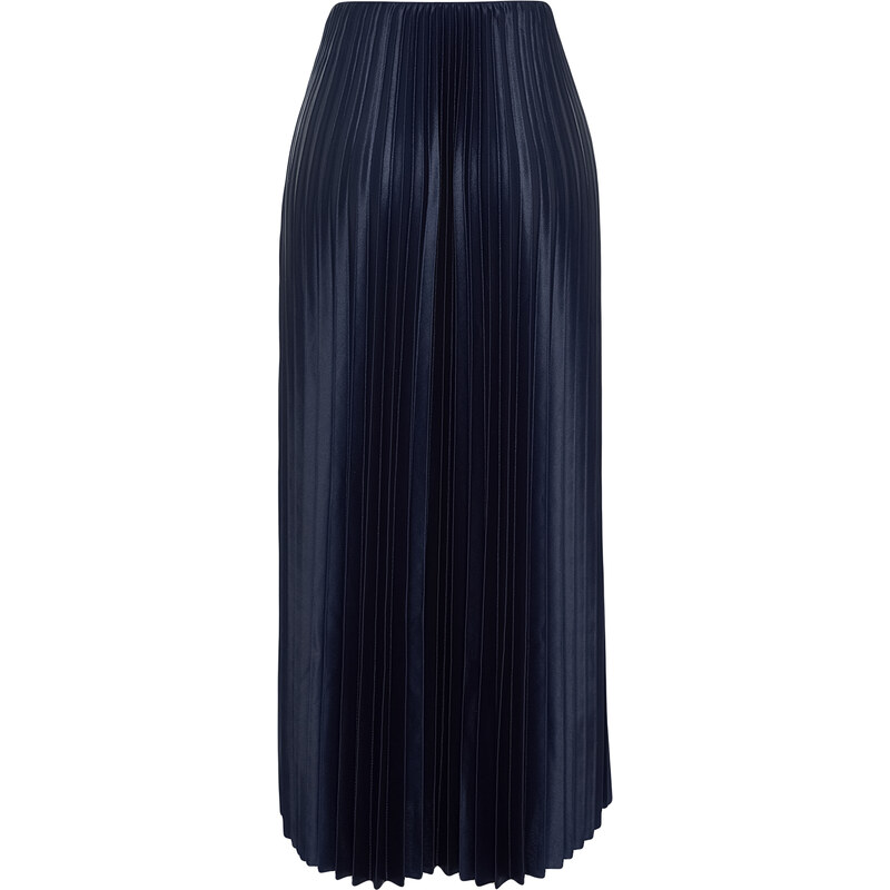 Trendyol Navy Blue Pleated Maxi Knitted Skirt