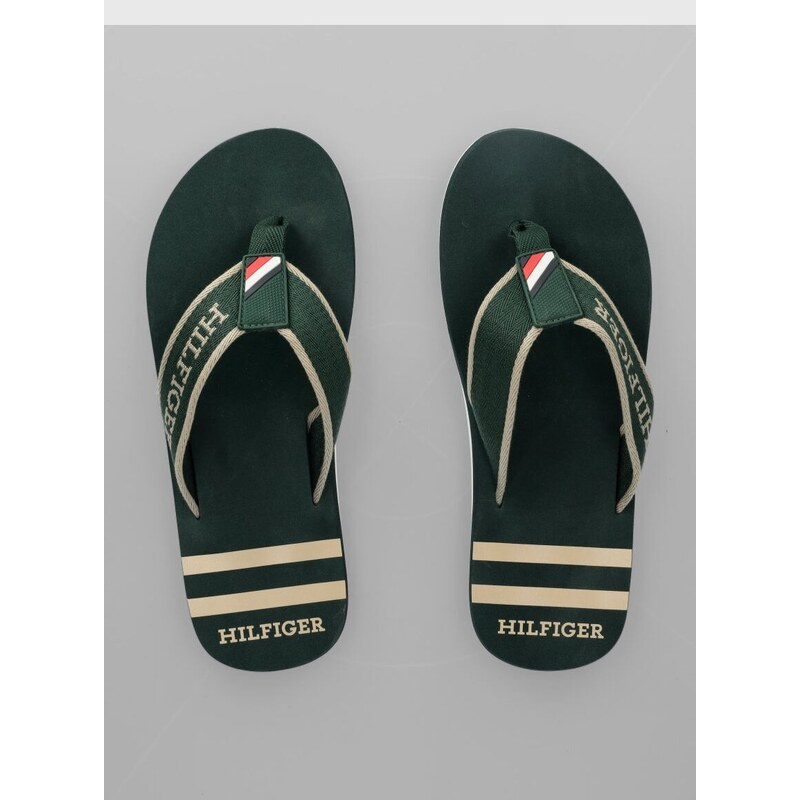 Žabky Tommy Hilfiger SPORTY BEACH SANDAL pánské, zelená barva, FM0FM05020