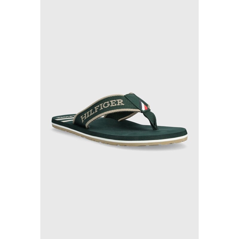 Žabky Tommy Hilfiger SPORTY BEACH SANDAL pánské, zelená barva, FM0FM05020