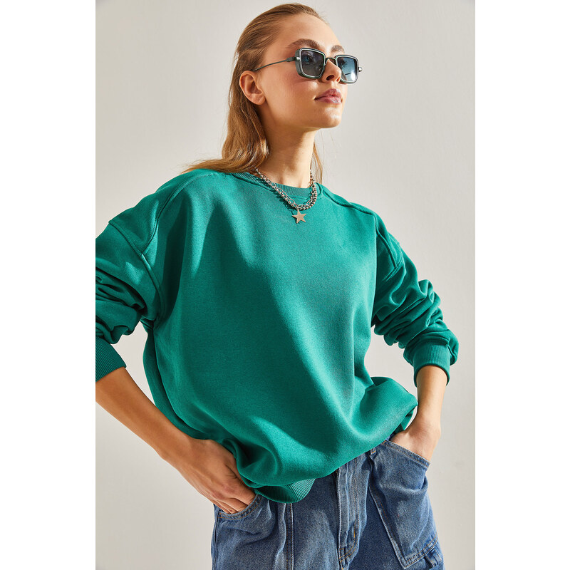 Bianco Lucci Women's Three Thread Raised Oversize Sweatshirt