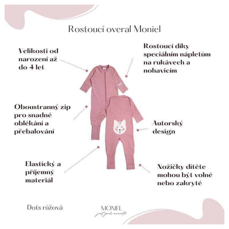 Moniel velká souprava do porodnice pro maminku vel. XXL a miminko Dots růžová s dárkem zdarma