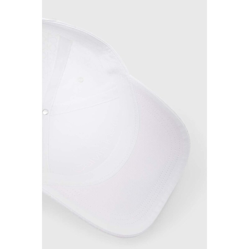 Bavlněná baseballová čepice Calvin Klein bílá barva, s aplikací