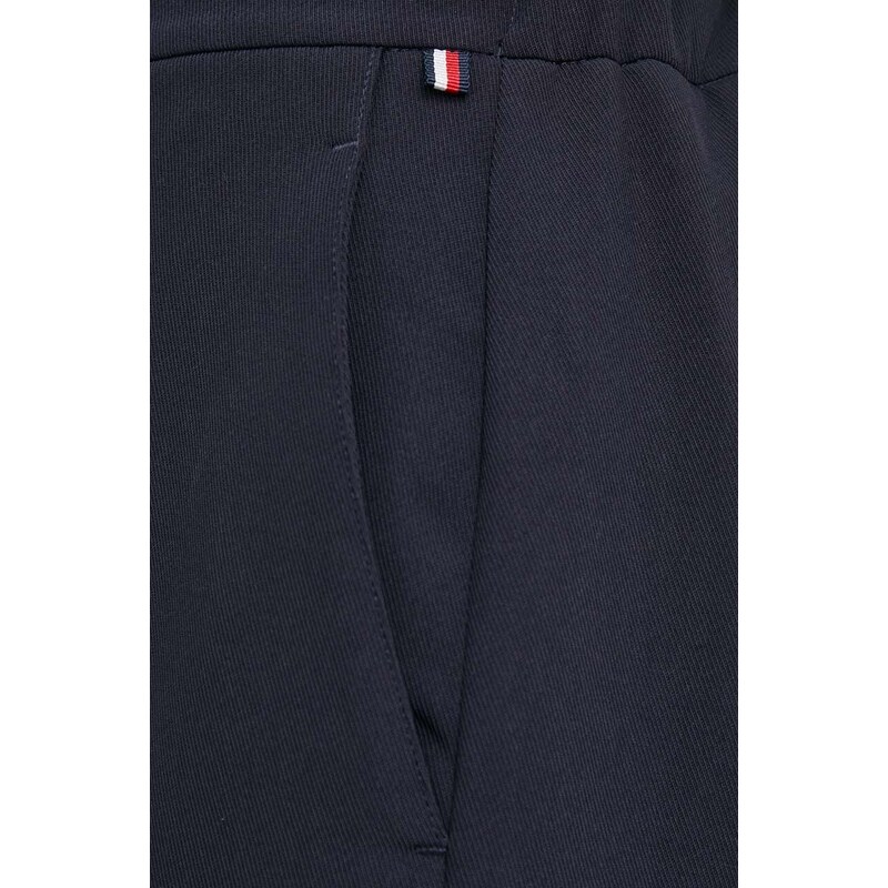 Kalhoty Tommy Hilfiger dámské, tmavomodrá barva, široké, high waist