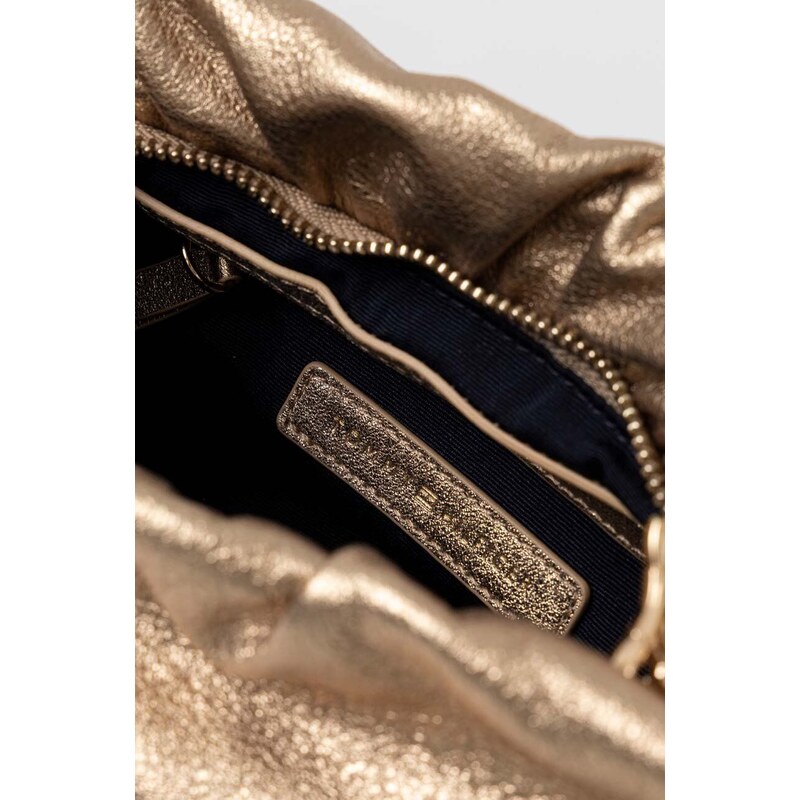 Kožená kabelka Tommy Hilfiger zlatá barva