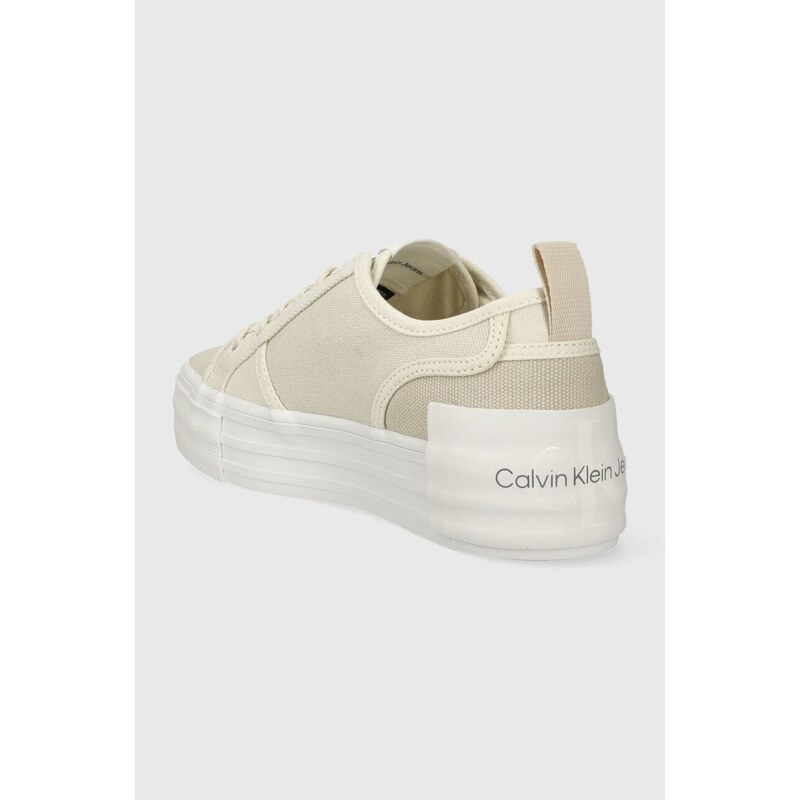 Tenisky Calvin Klein Jeans BOLD VULC FLATF LOW CS ML BTW dámské, béžová barva, YW0YW01412