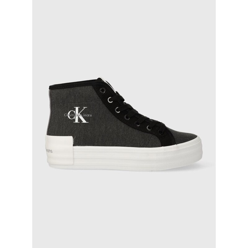 Kecky Calvin Klein Jeans BOLD VULC FLATF MID CS ML BTW dámské, černá barva, YW0YW01392