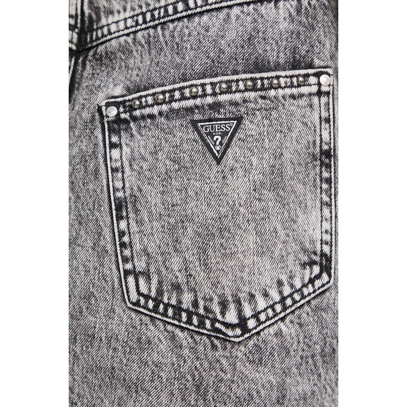 Džínová sukně Guess CARLA šedá barva, mini, W4RD0G D56B3