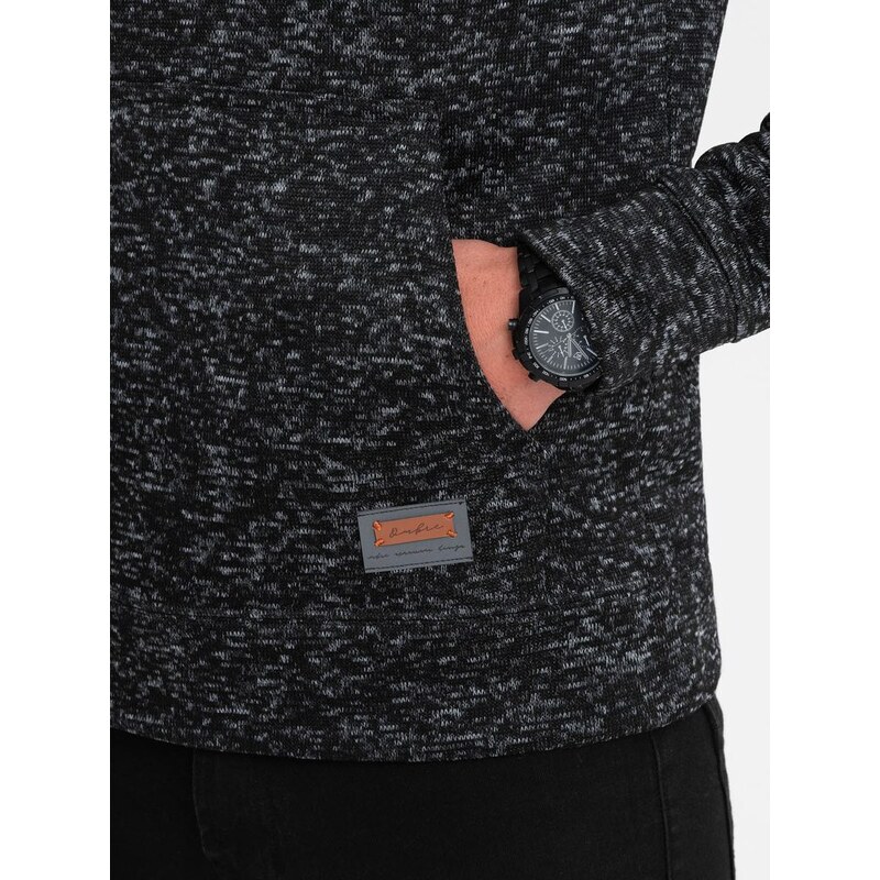 Ombre Clothing Nevšední melírovaná grafitová mikina s kapucí V2 SSNZ-0147