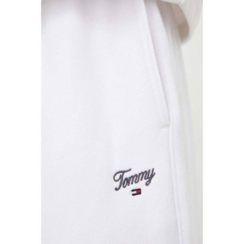 Bavlněné tepláky Tommy Jeans bílá barva