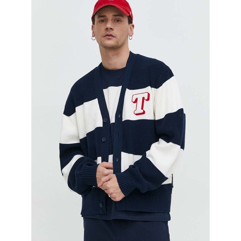 Kardigan Tommy Jeans pánský, tmavomodrá barva