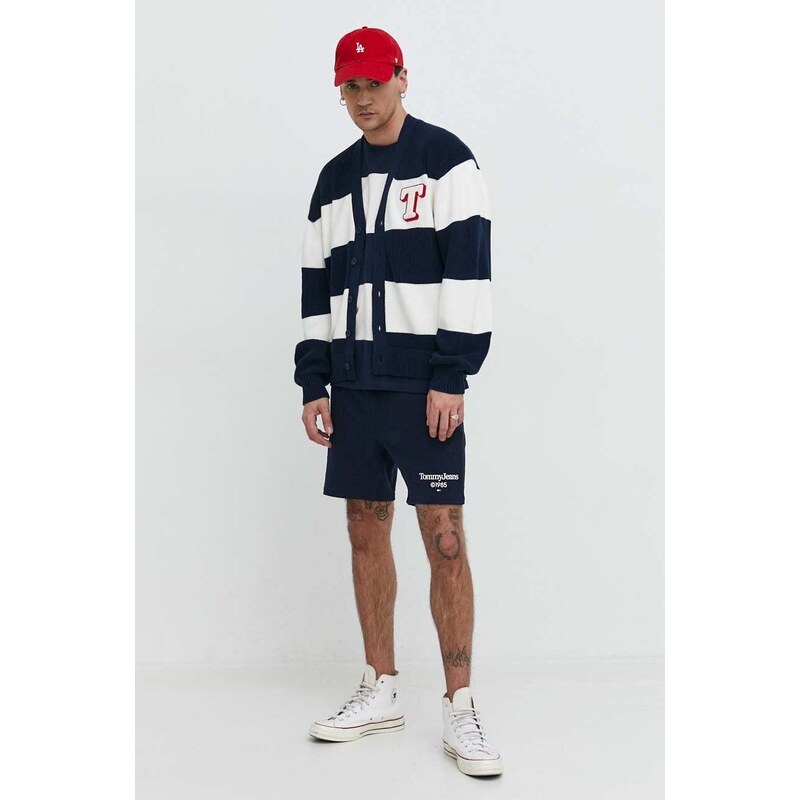 Kardigan Tommy Jeans pánský, tmavomodrá barva