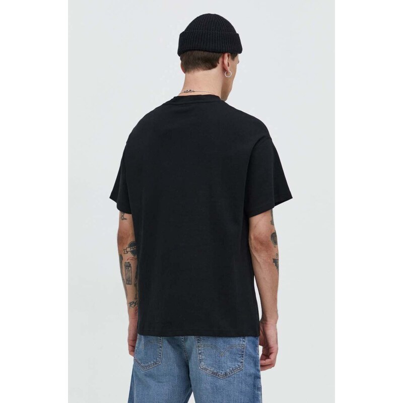 Bavlněné tričko Solid černá barva