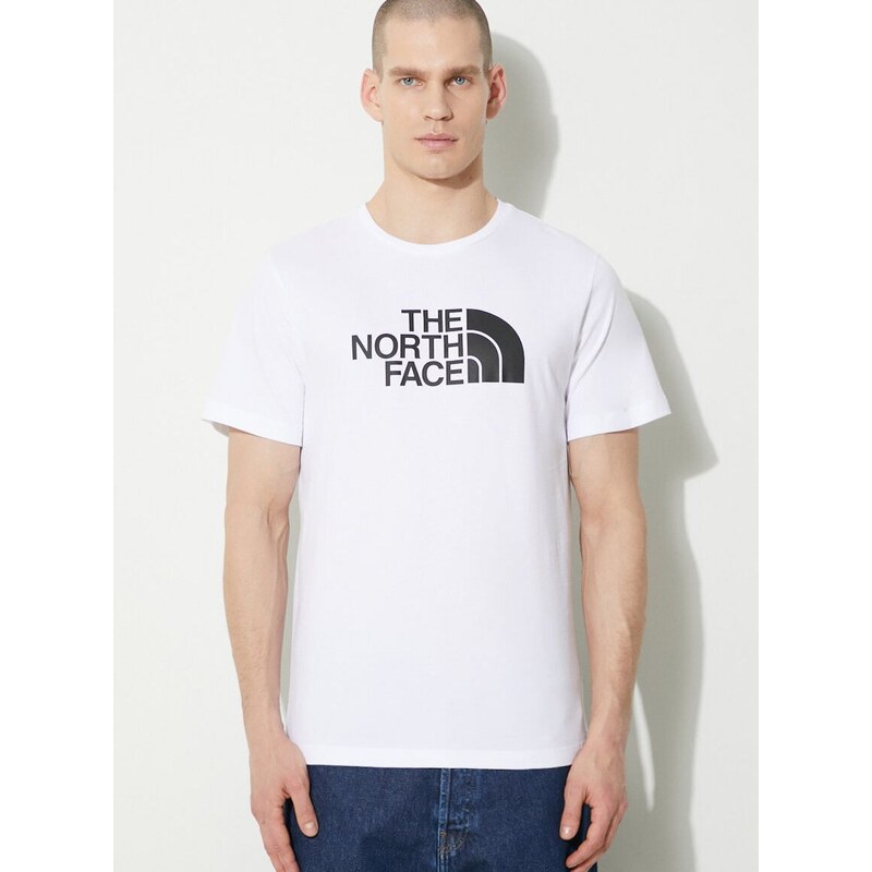 Bavlněné tričko The North Face M S/S Easy Tee bílá barva, s potiskem, NF0A87N5FN41