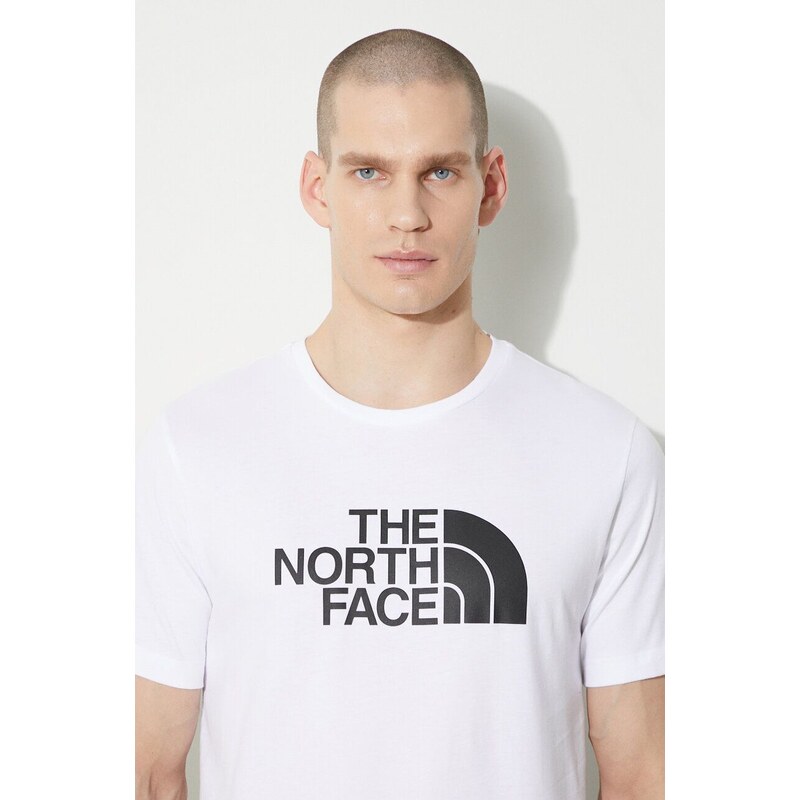 Bavlněné tričko The North Face M S/S Easy Tee bílá barva, s potiskem, NF0A87N5FN41