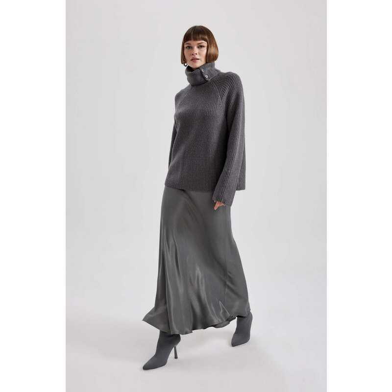 DEFACTO A Cut Satin Normal Waist Midi Skirt