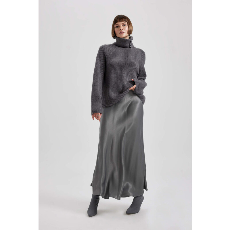 DEFACTO A Cut Satin Normal Waist Midi Skirt