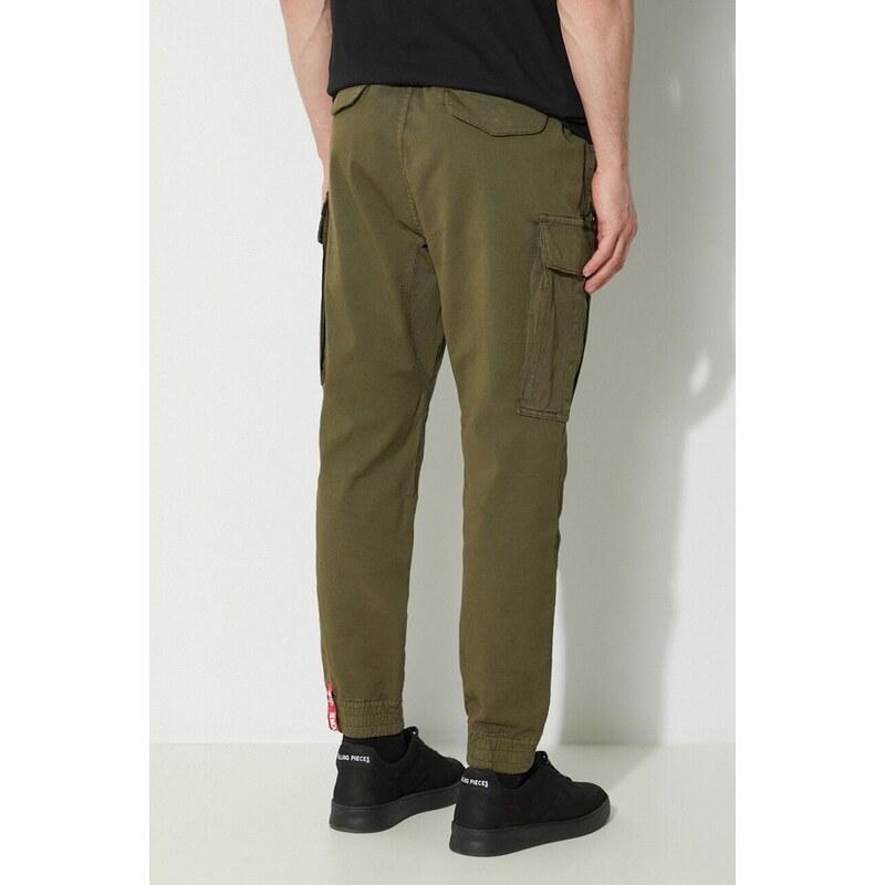 Bavlněné kalhoty Alpha Industries Airman Pant zelená barva, 188201.142